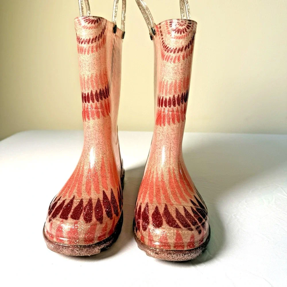 Western Chief Girls Tie Dye Lighted-Rose-Gold Rubber Boots Size 1 Rare